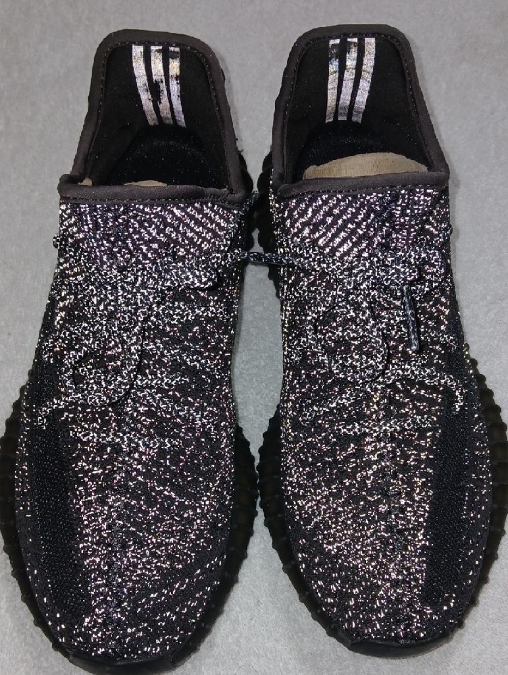 Adidas Yeezy 350 V2 Reflective Black Static Sneakers Size 9.5 Mens - Picture 3 of 10